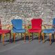 English lounge 4 armchairs and a coffee table Queen Anne armchairs blue and red fabric