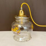 Baladeuse globe vintage en verre motifs fleurs