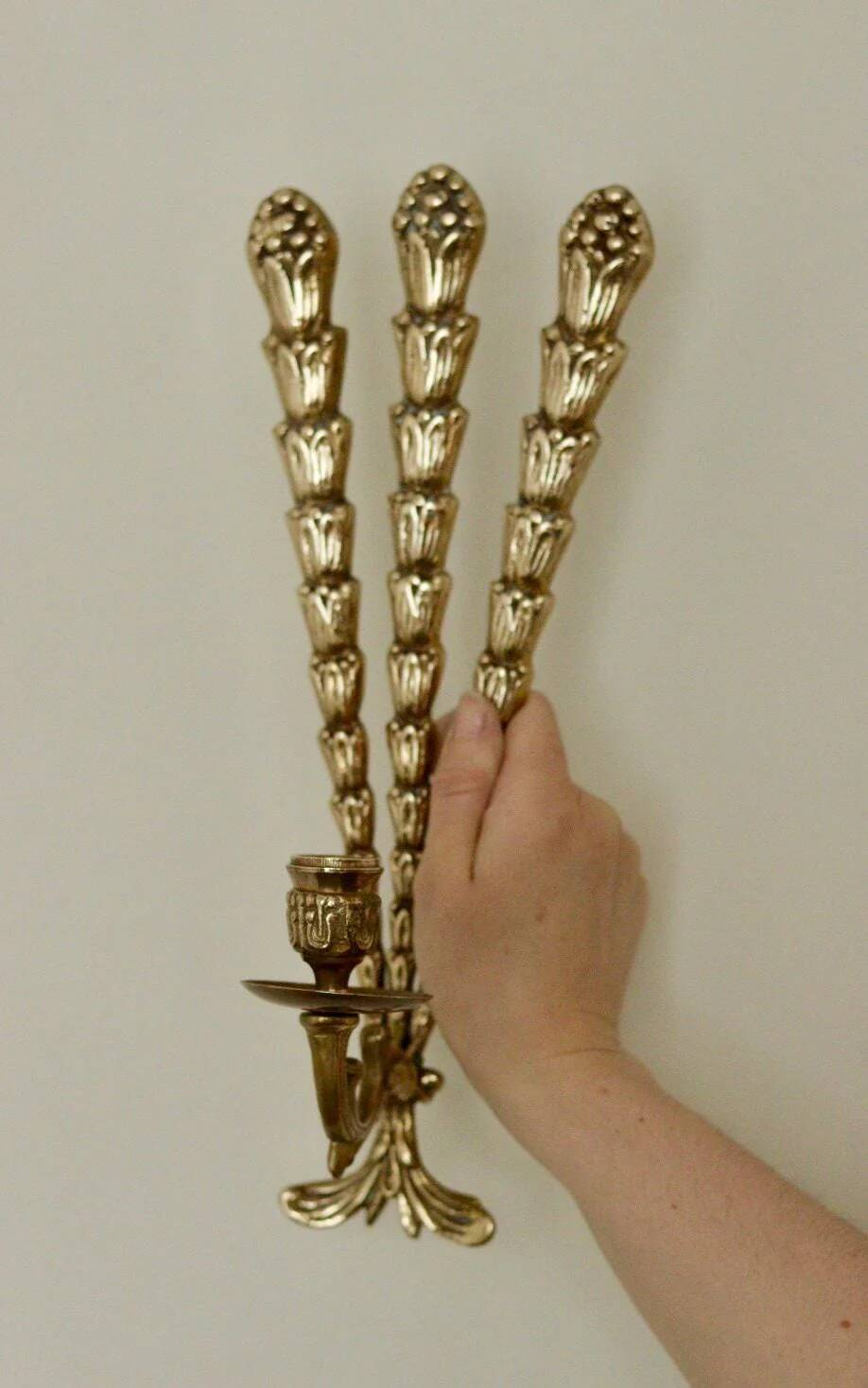 Single mid-century brass Swedish brass sconce