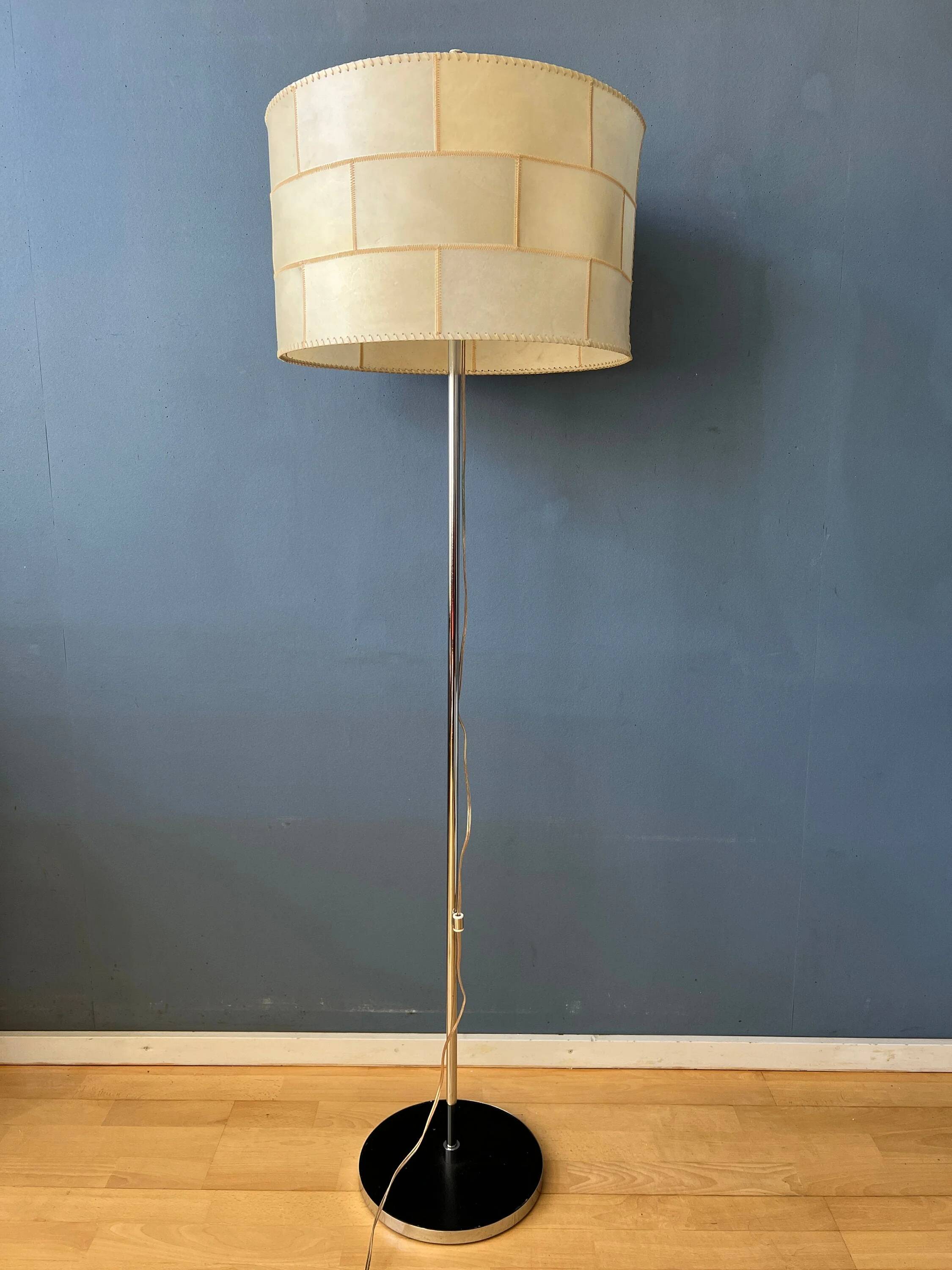 Mid Century Staff Leuchten floor lamp in leather
