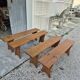 Set of 4 farm benches in old fir 1950s - 1m30