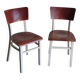 Set de chaises de salle à manger en pin peint blanc et assises bois marron, années 1950