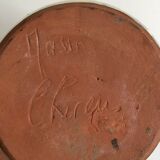 Incurvé signature enamelled terracotta flared neck vase