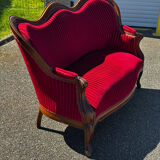 Louis XV style canapé in moulded wood – red velvet fabric – 19th century
