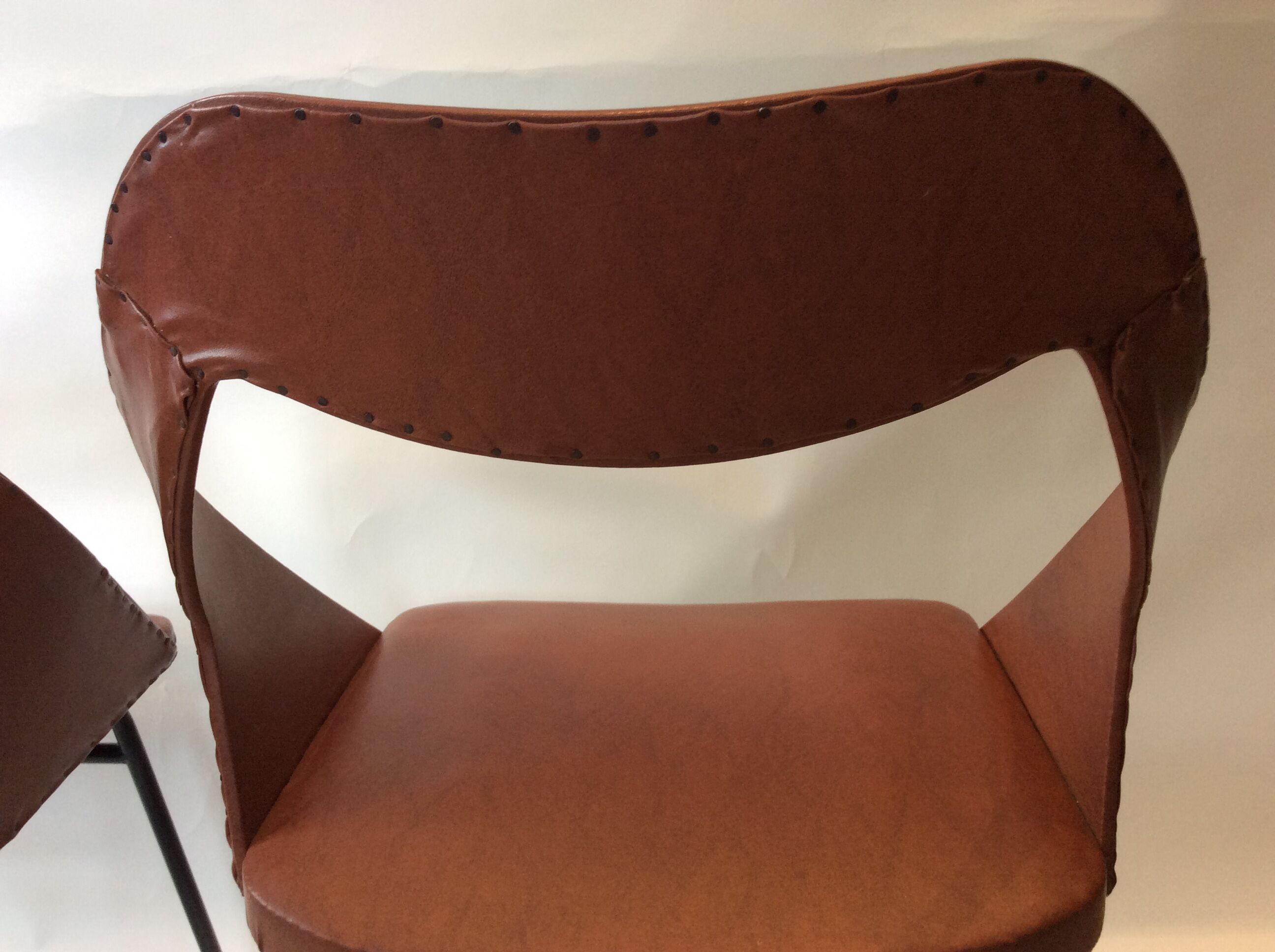 Duo of vintage barrel chairs