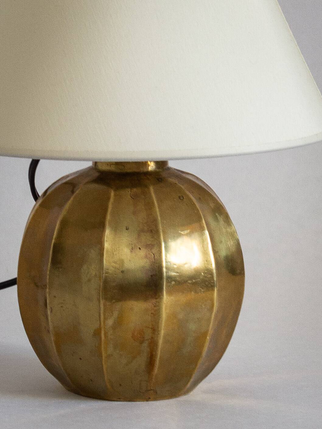 Faceted brass ball lamp base, 1940s