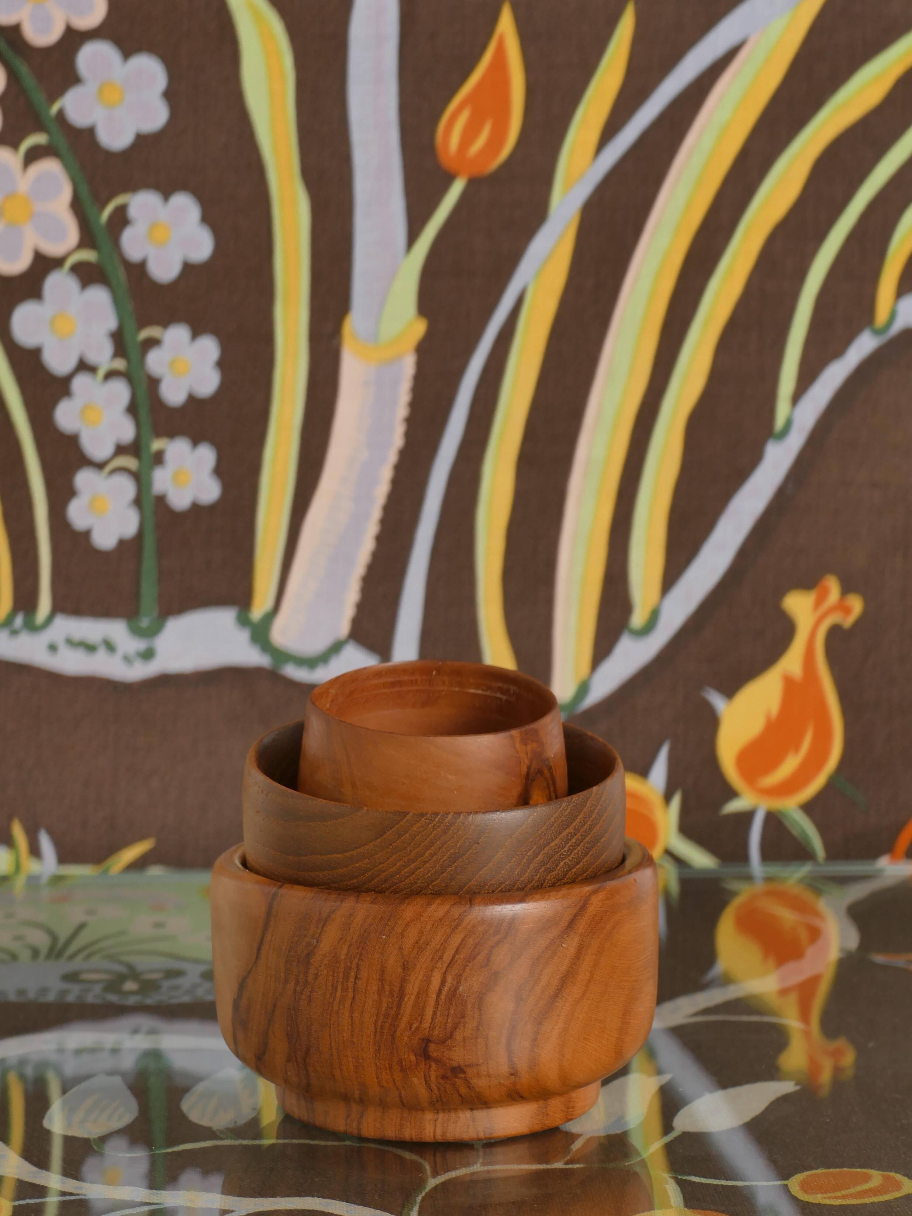 Mid-Century Modern Wood Bowls, Sweden, Set of 3