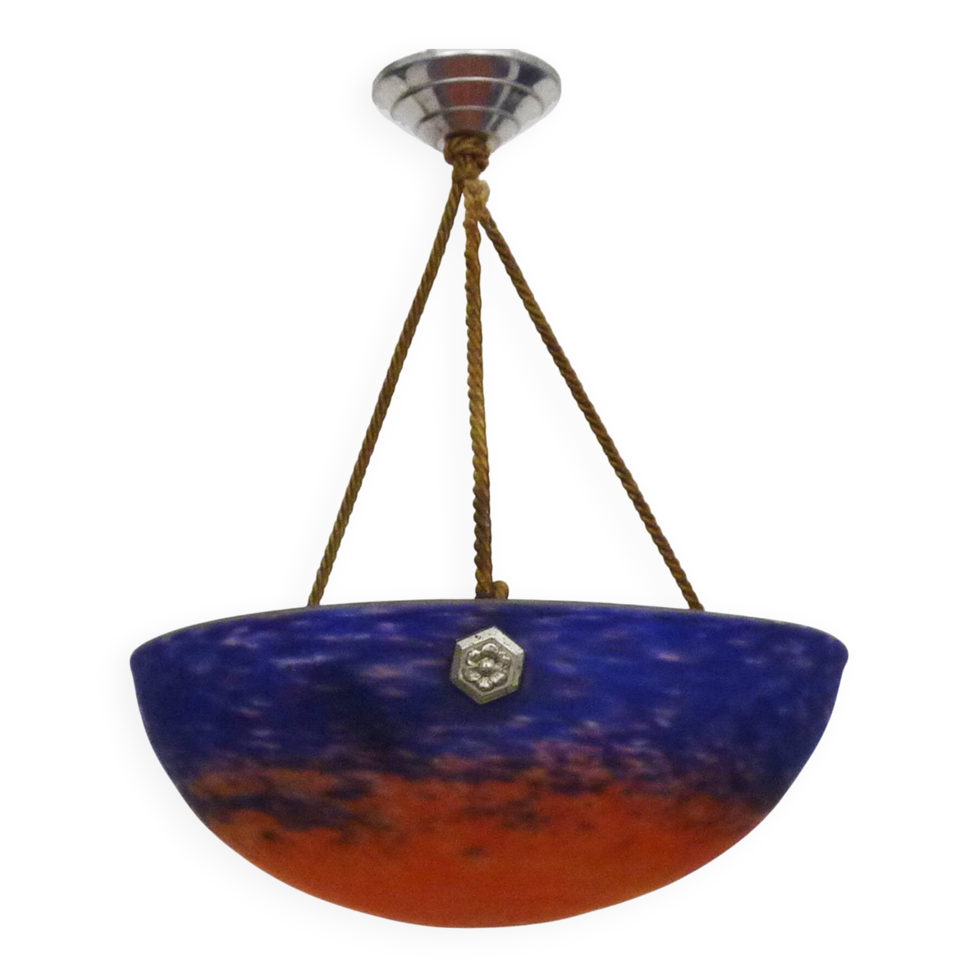 Art Deco suspension by Frères Muller Lunéville, made of glass paste.