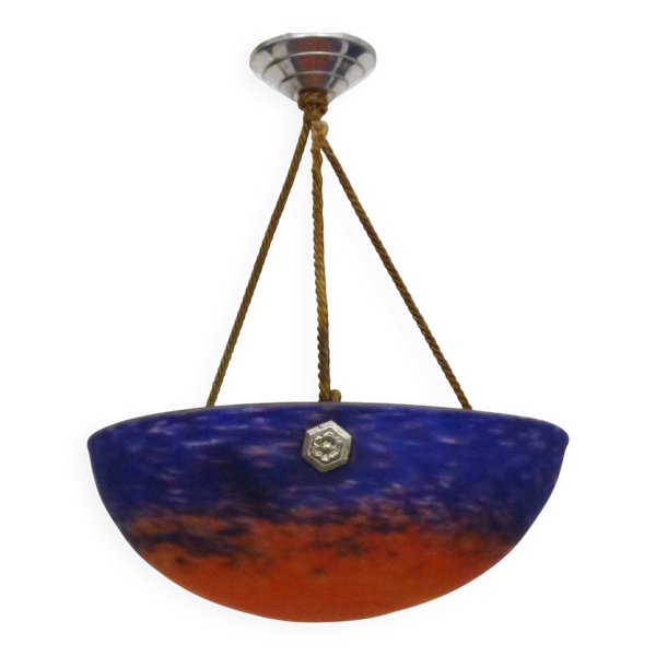 Suspension vasque Art Déco Frères Muller Lunéville, en pâte de verre — Beyit