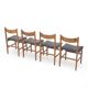 Chaises en bois vintage avec siège rembourré, années 1950, lot de 4