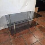 Smoked glass and brass coffee table from the 1970s.