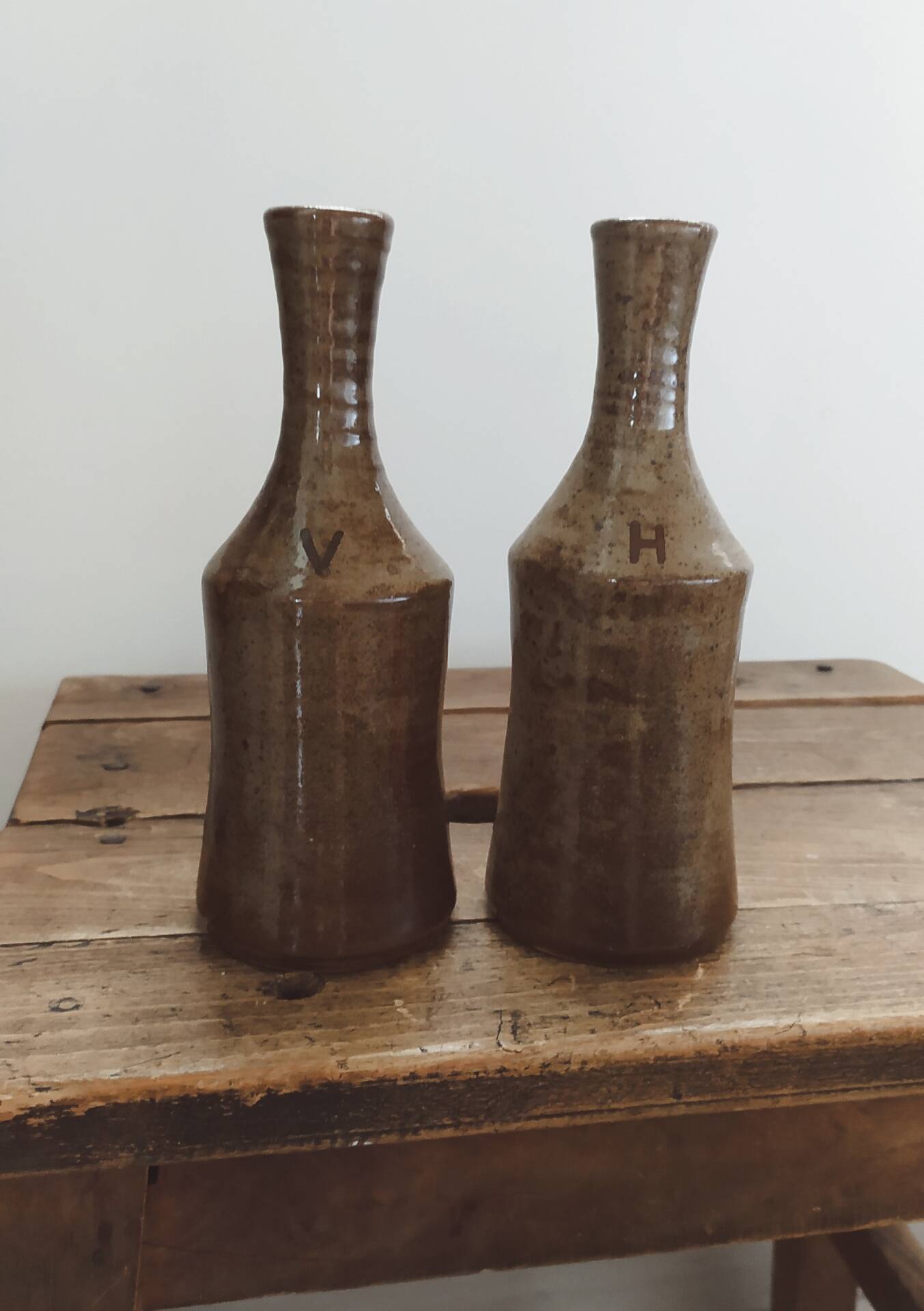 Duo of vases, stoneware soliflores • Vintage