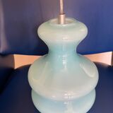 Vintage pendant lamp in blue opaline