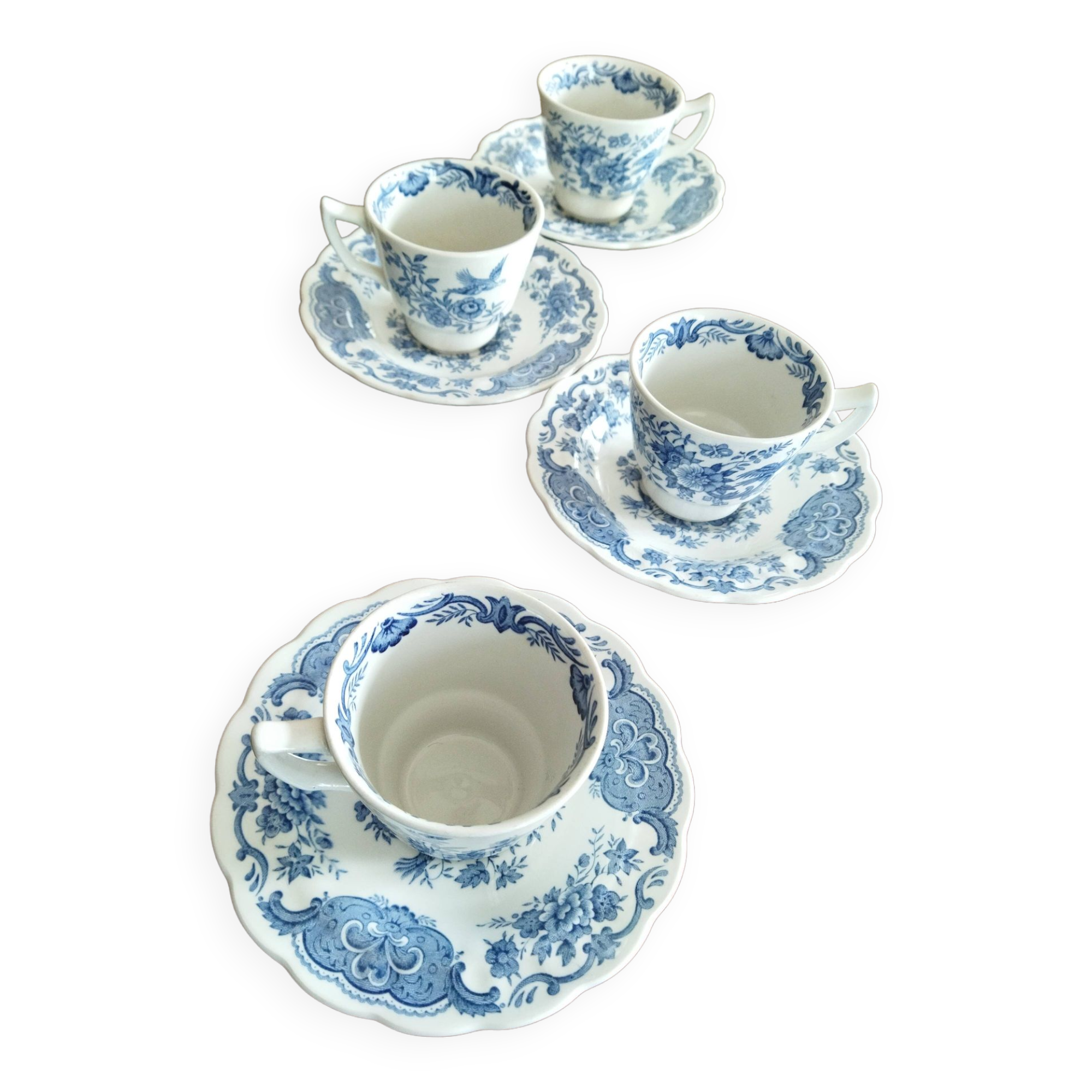 Ridgway "Windsor" English mocha cups blue