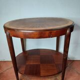Marquetry pedestal table