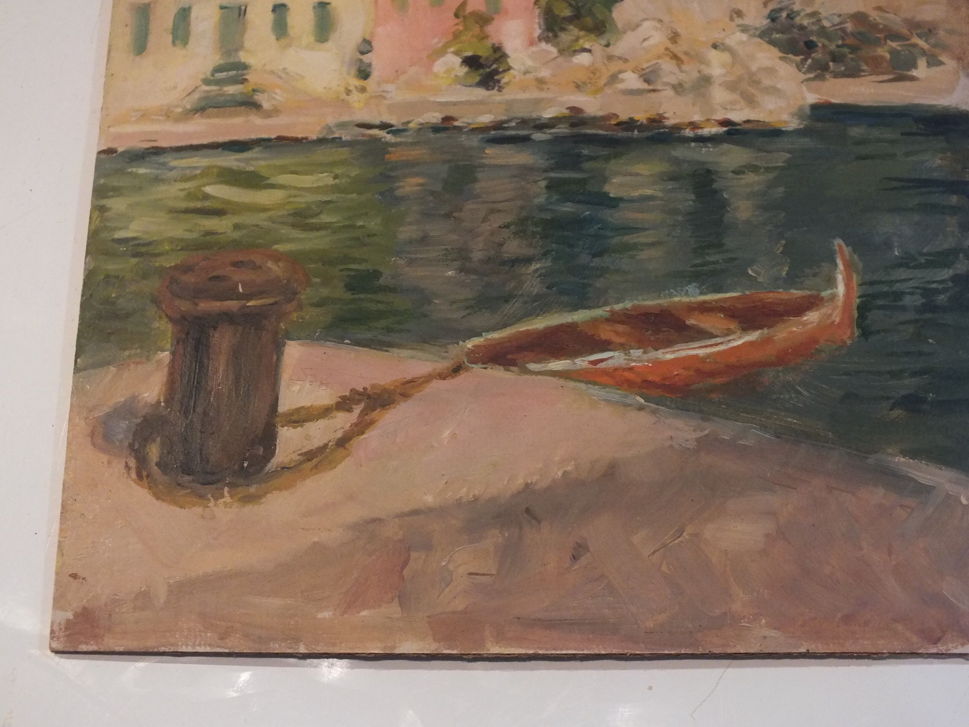 Peinture huile sur carton - Port de Villefranche sur Mer 1938