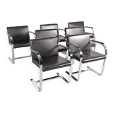 Set of 6+1 Mies van der Rohe Brno black Bauhaus chairs