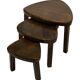 Set of 3 brutalist oak oval side or nesting tables 1970s