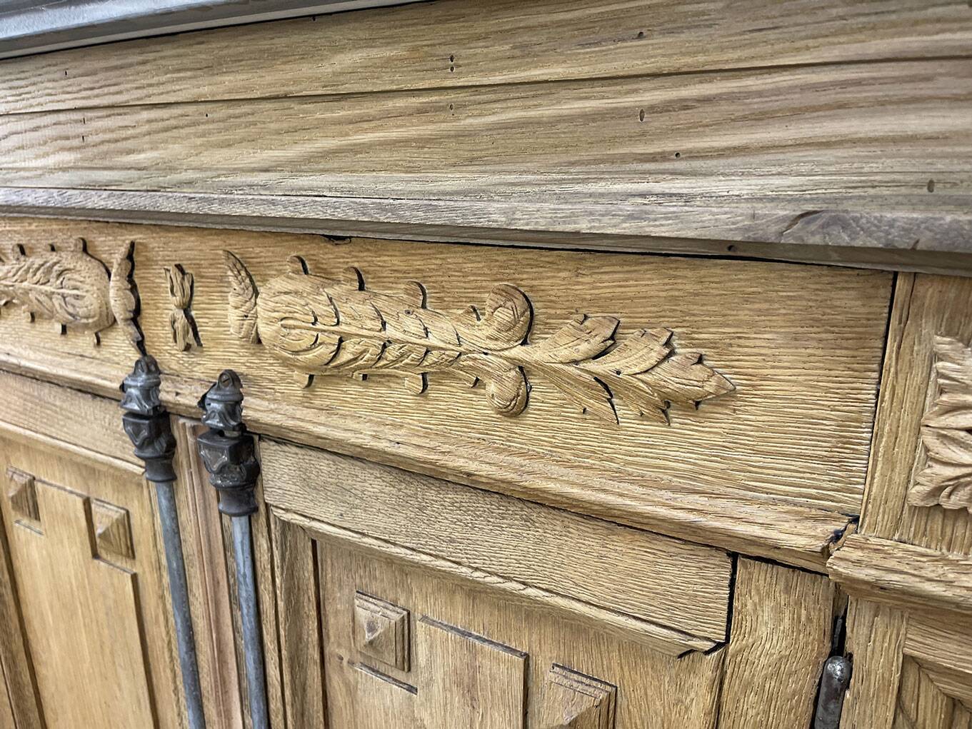 19th-century zinc and solid oak bar counter