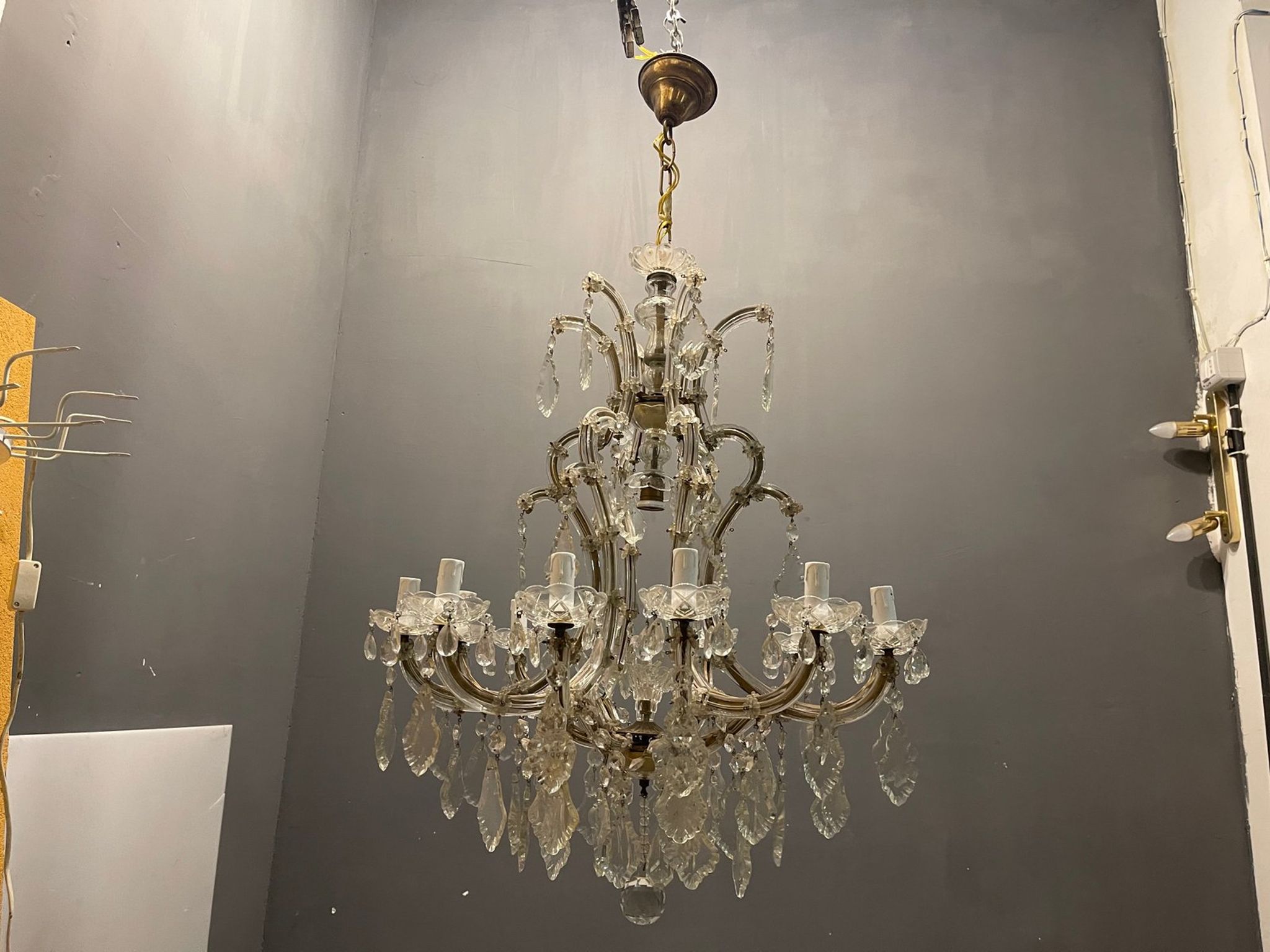 Lustre italien en cristal de murano, années 1950