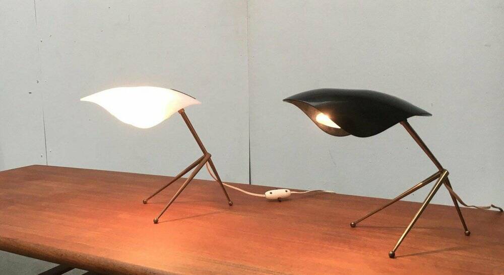 Mid-Century German Acryl and Brass Tripod Table Lamp from Cosack, 1960s, Set of 2