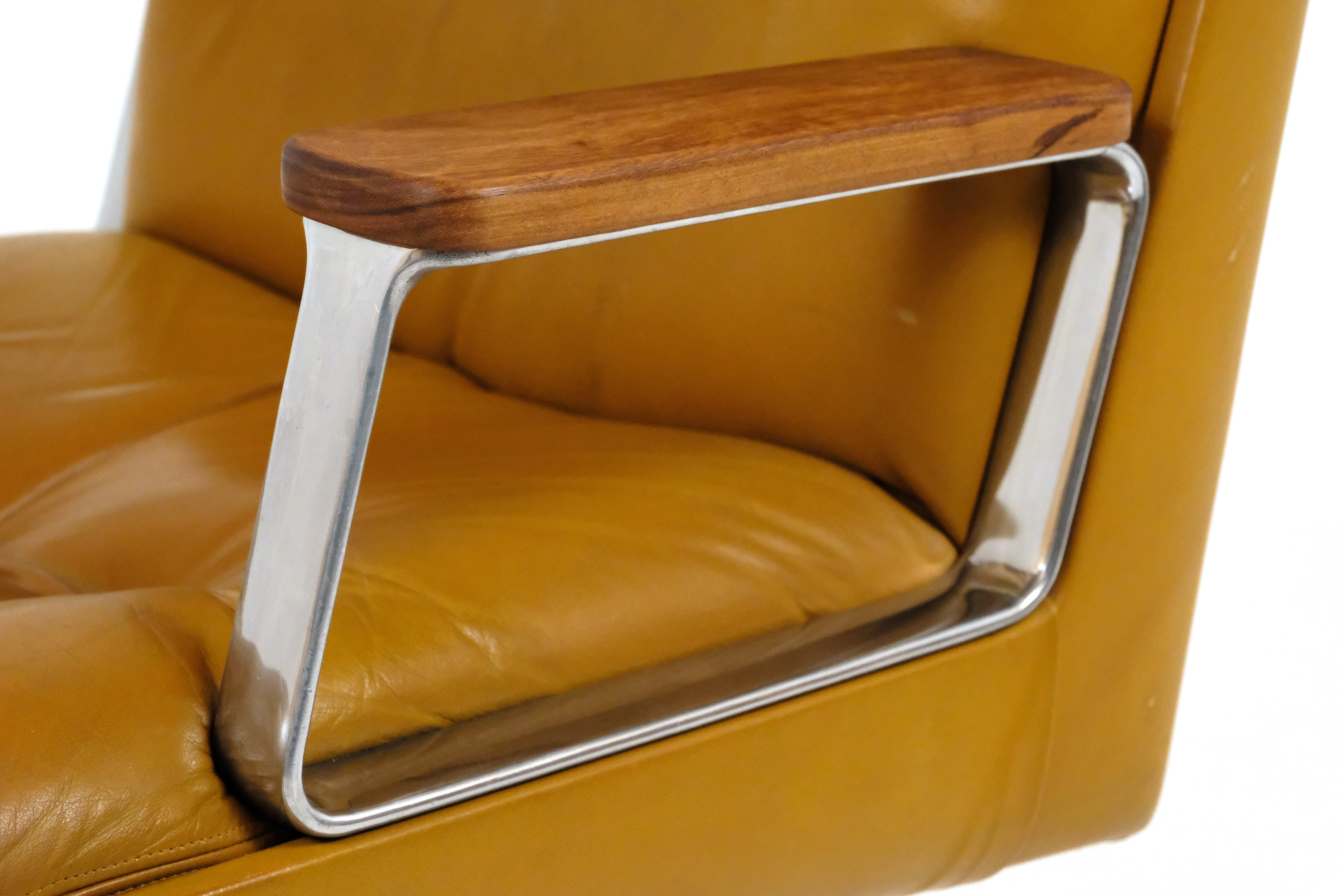 Vaghi leather, aluminium and teak office chair 1970s
