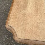 Rectangular Art Deco dining table with a central pedestal, renovated in solid oak.