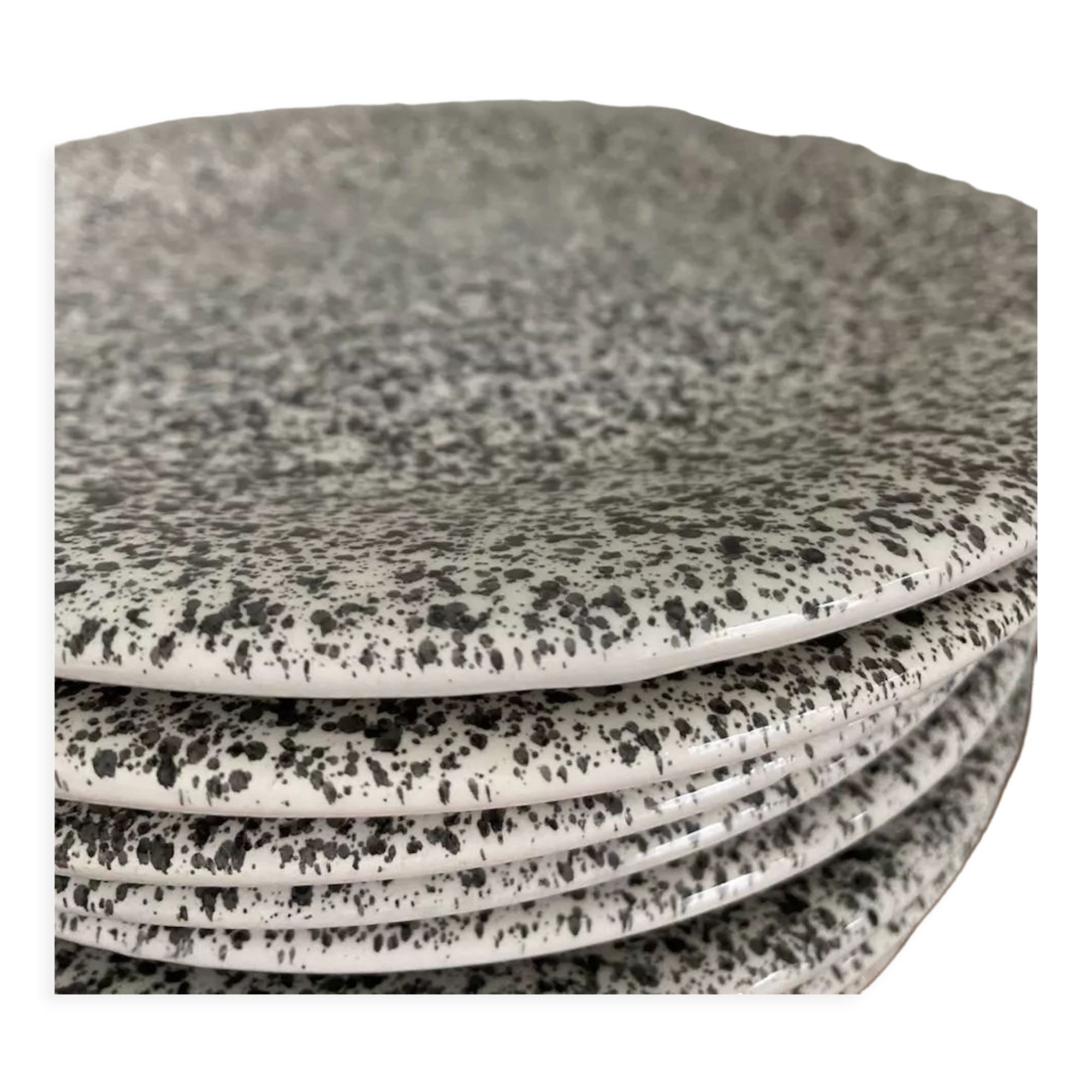 Set of 8 Italian speckled ceramic dessert plates