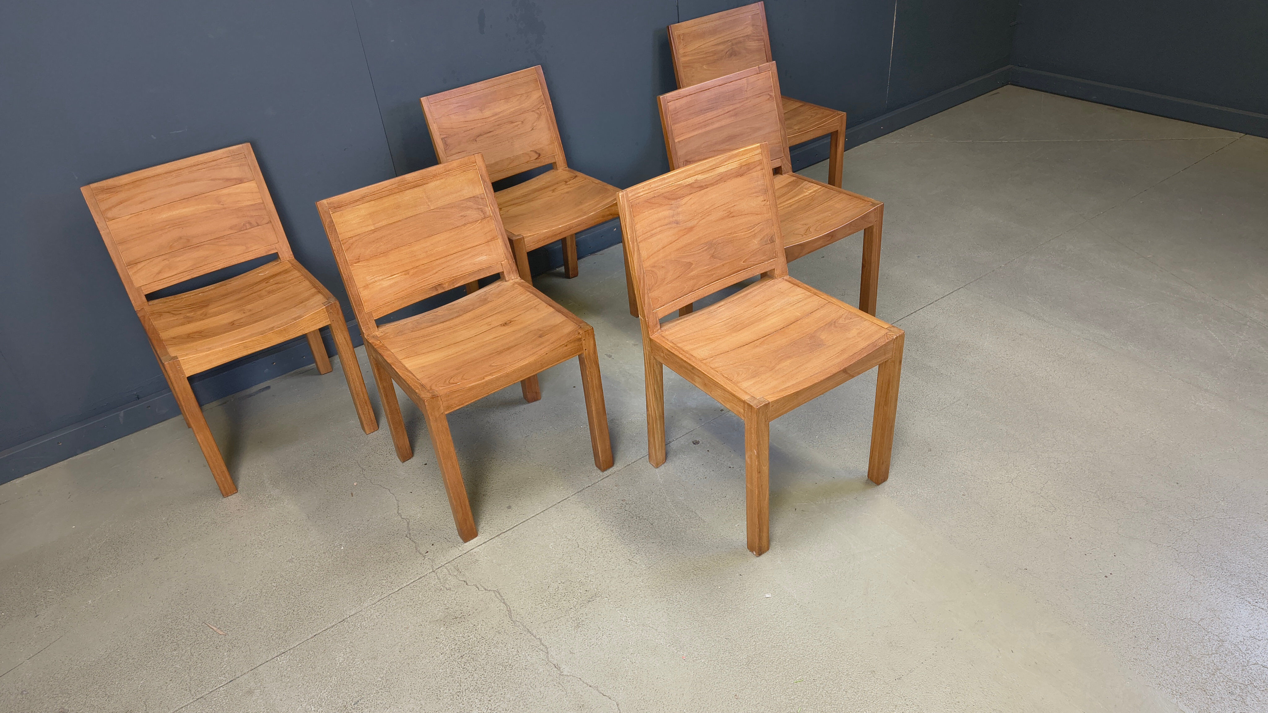 Vintage teak dining chairs set of 6 - 1980s