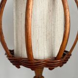 Turned wood lamp.