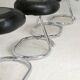 4 chairs tubular steel, imitation black leather, Italy, circa 1970