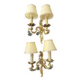 Pair of wall sconces candle holders with antique pendants