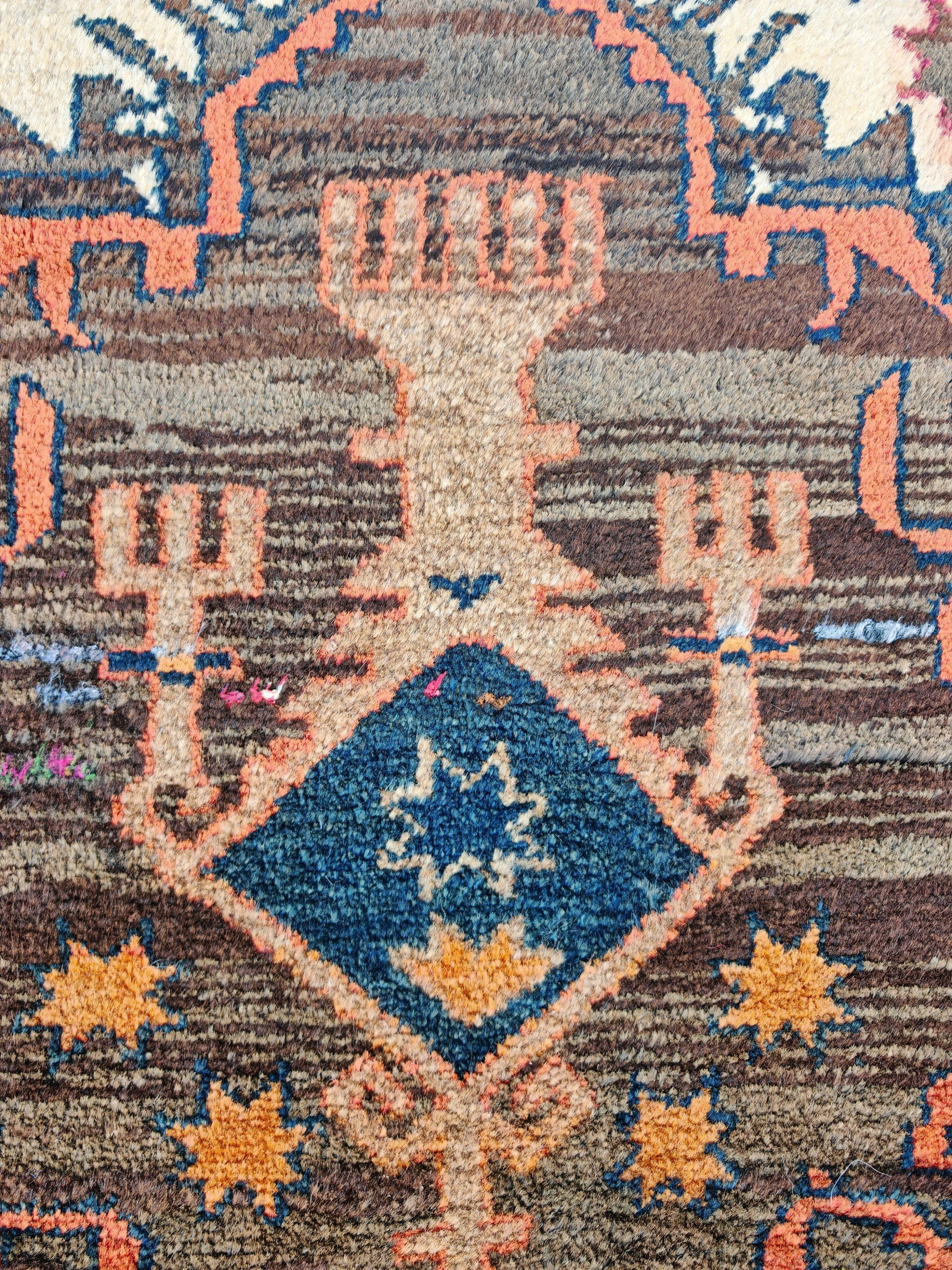 Vintage Afghan Balouch rug, hand-knotted, 100% wool, 1934