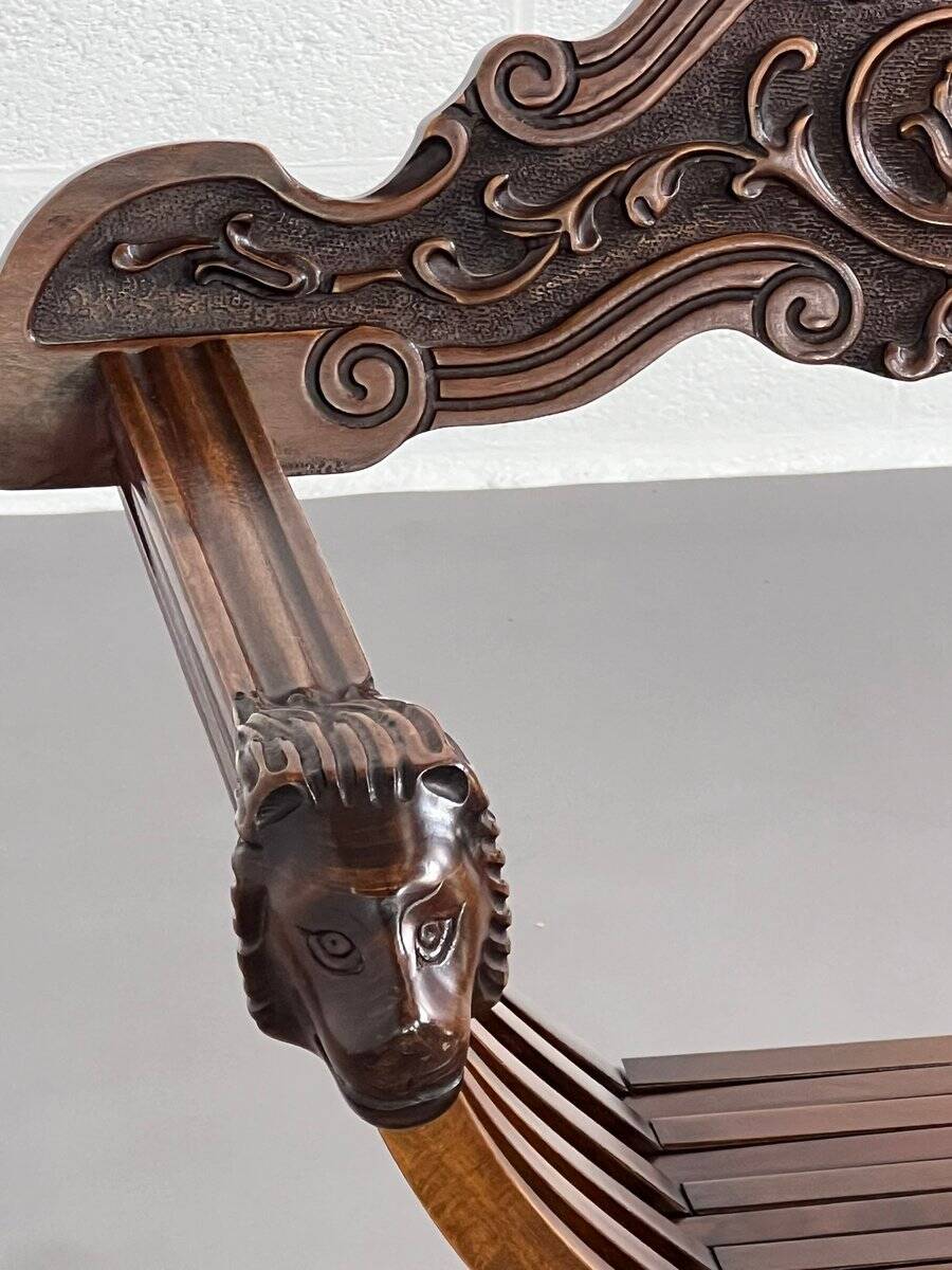 Vintage Carved Wooden Folding Chair