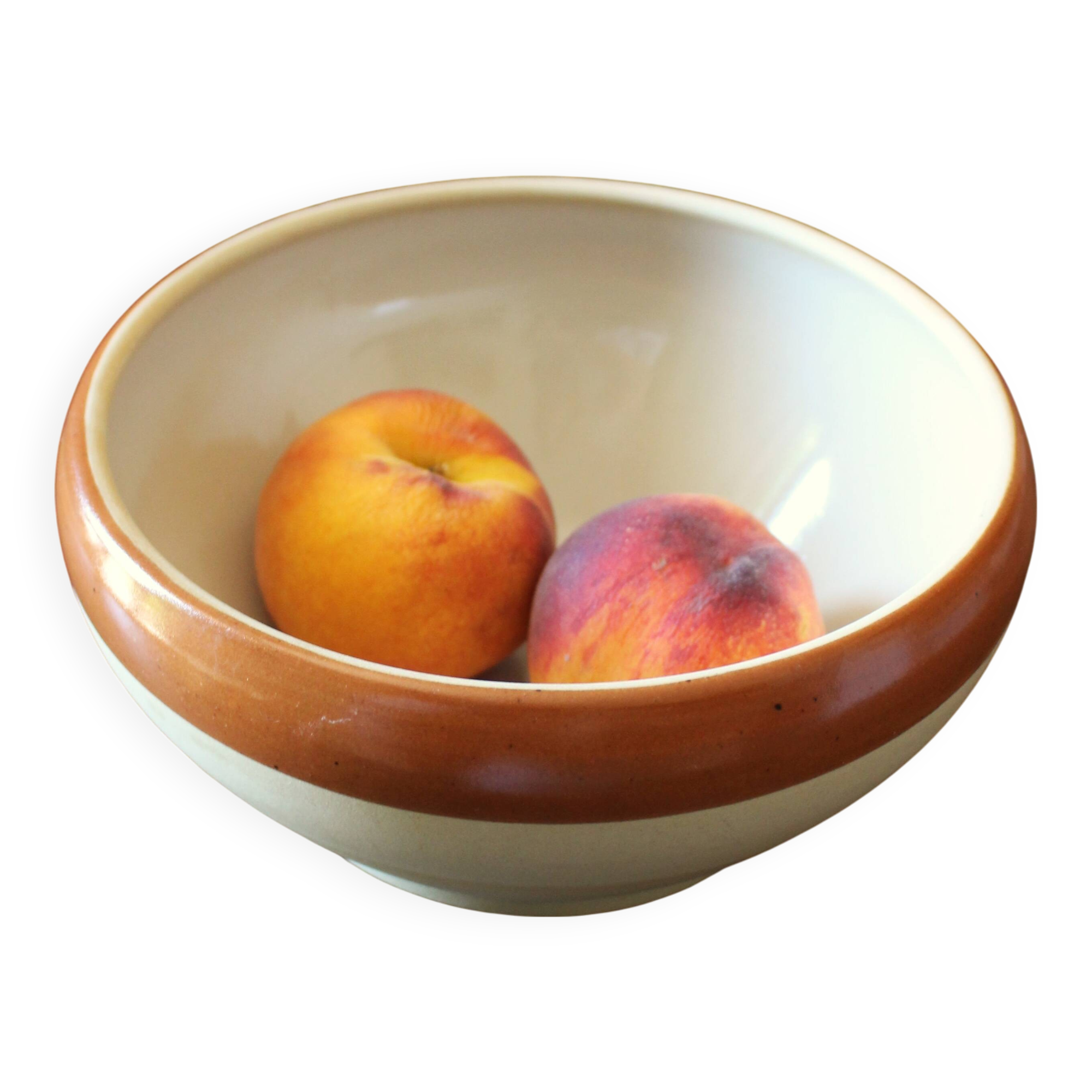 Vintage two-tone Digoin stoneware salad bowl