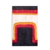 Triptych with geometric decoration in woven wool. Handcrafted work, 20th century.