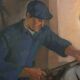Modern painting signed by Mario Venzo, oil on canvas, Italy, 1950.
