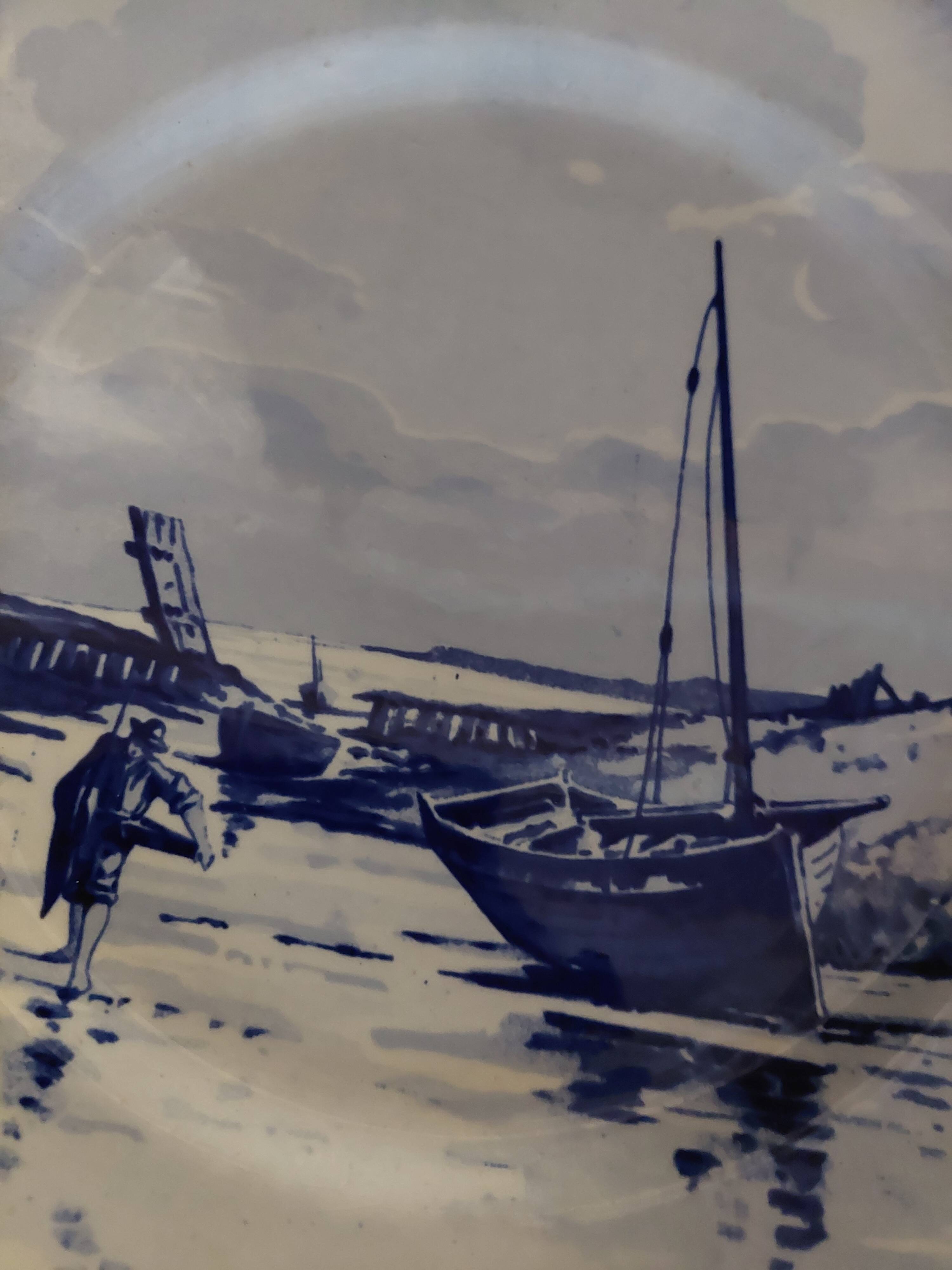 Sarreguemines earthenware plate with Marine decor late 19th century early 20th century