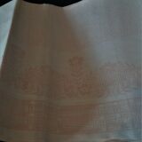 Linge de table nappe et six serviettes coton damassé rose pâle