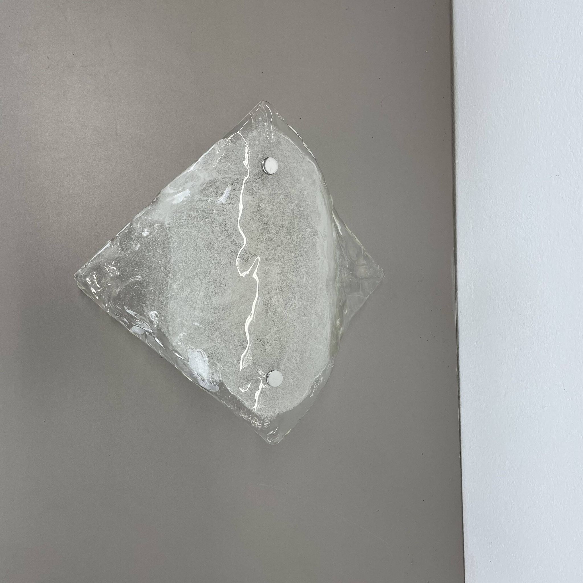 Large Organic Hollywood Regency Ice Glass Wall Light by Kalmar Lights, 1970