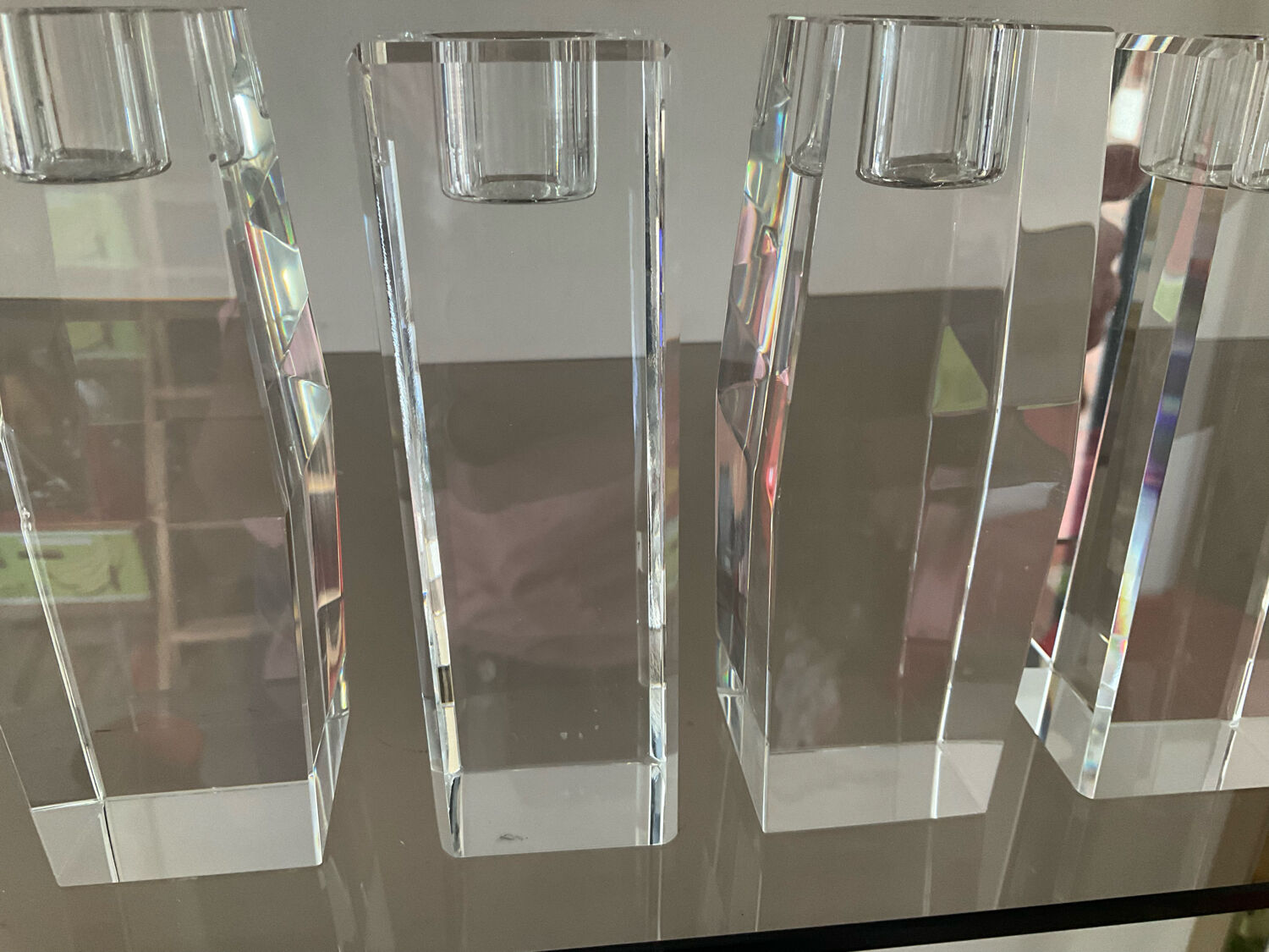 Set of 4 crystal candle holders from the 70s
