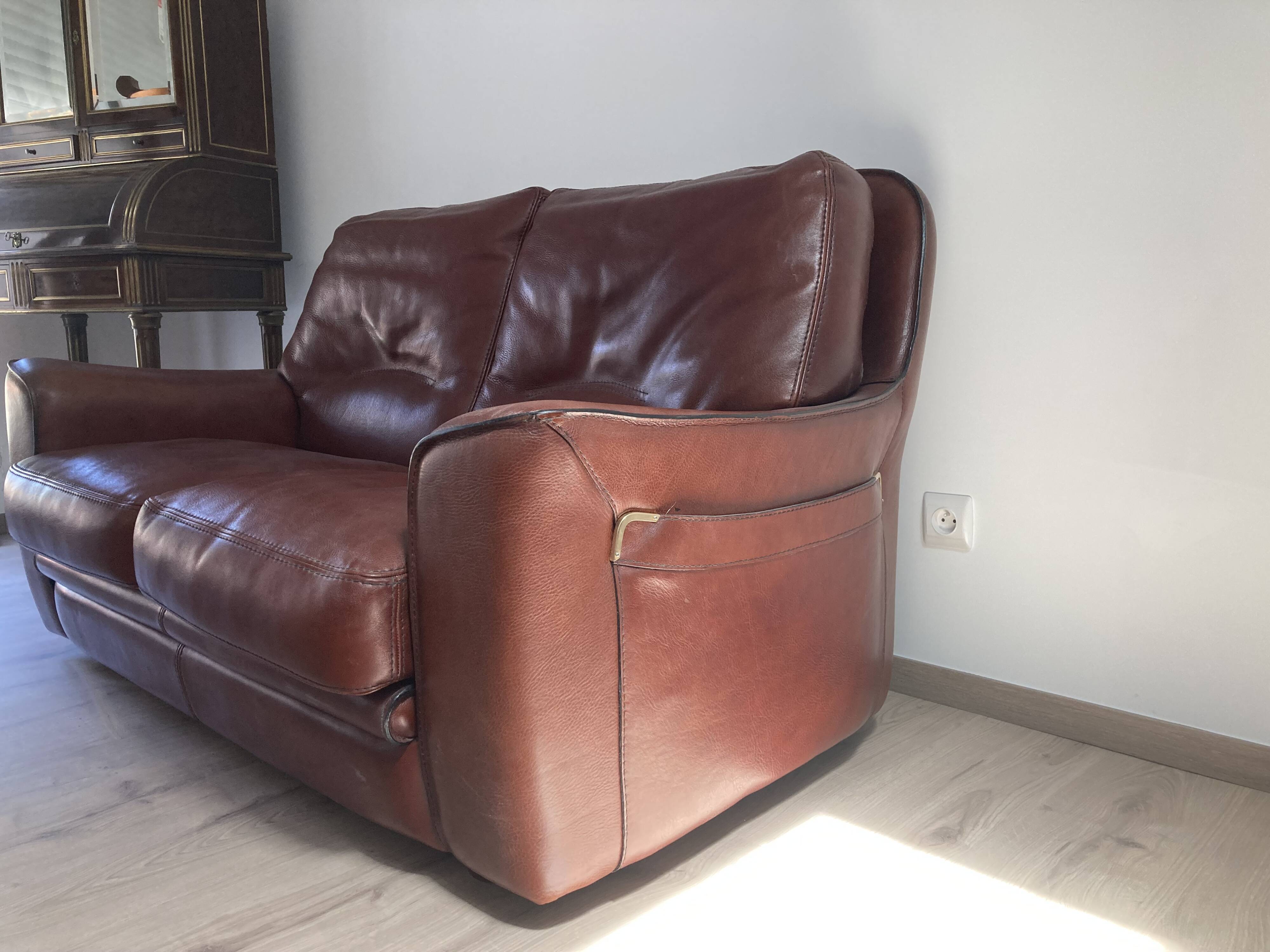 Canape 2 seater 100% leather brown