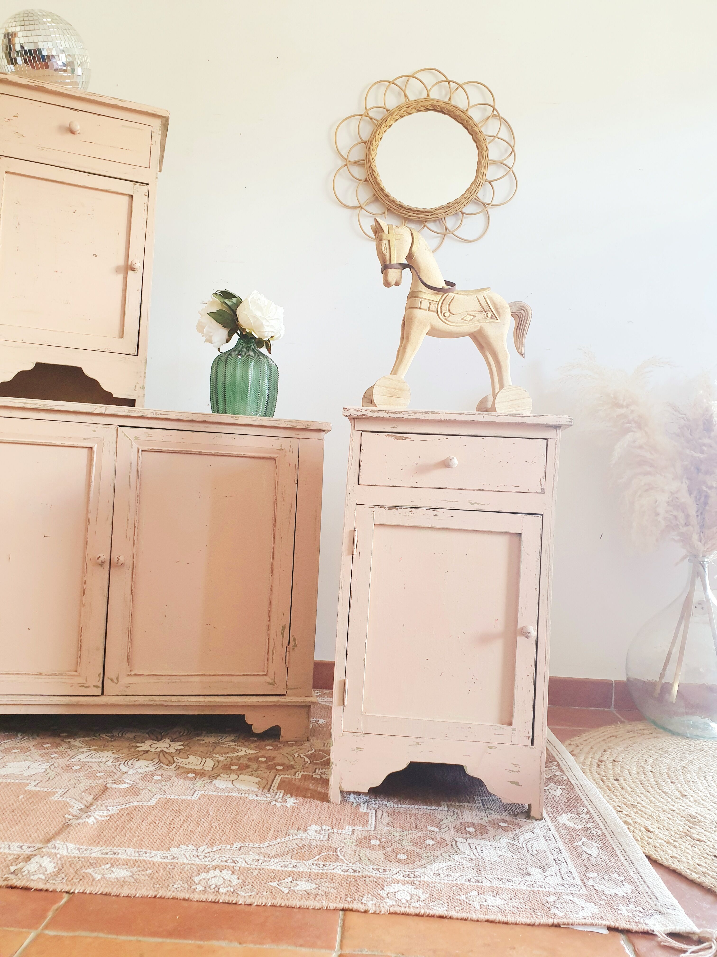 Chest of drawers and 2 bedside tables for children's room