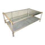 Table basse double plateau laiton et verre