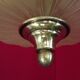 French mid century 3 bulb brass semi flush ceiling light opaque glass shade