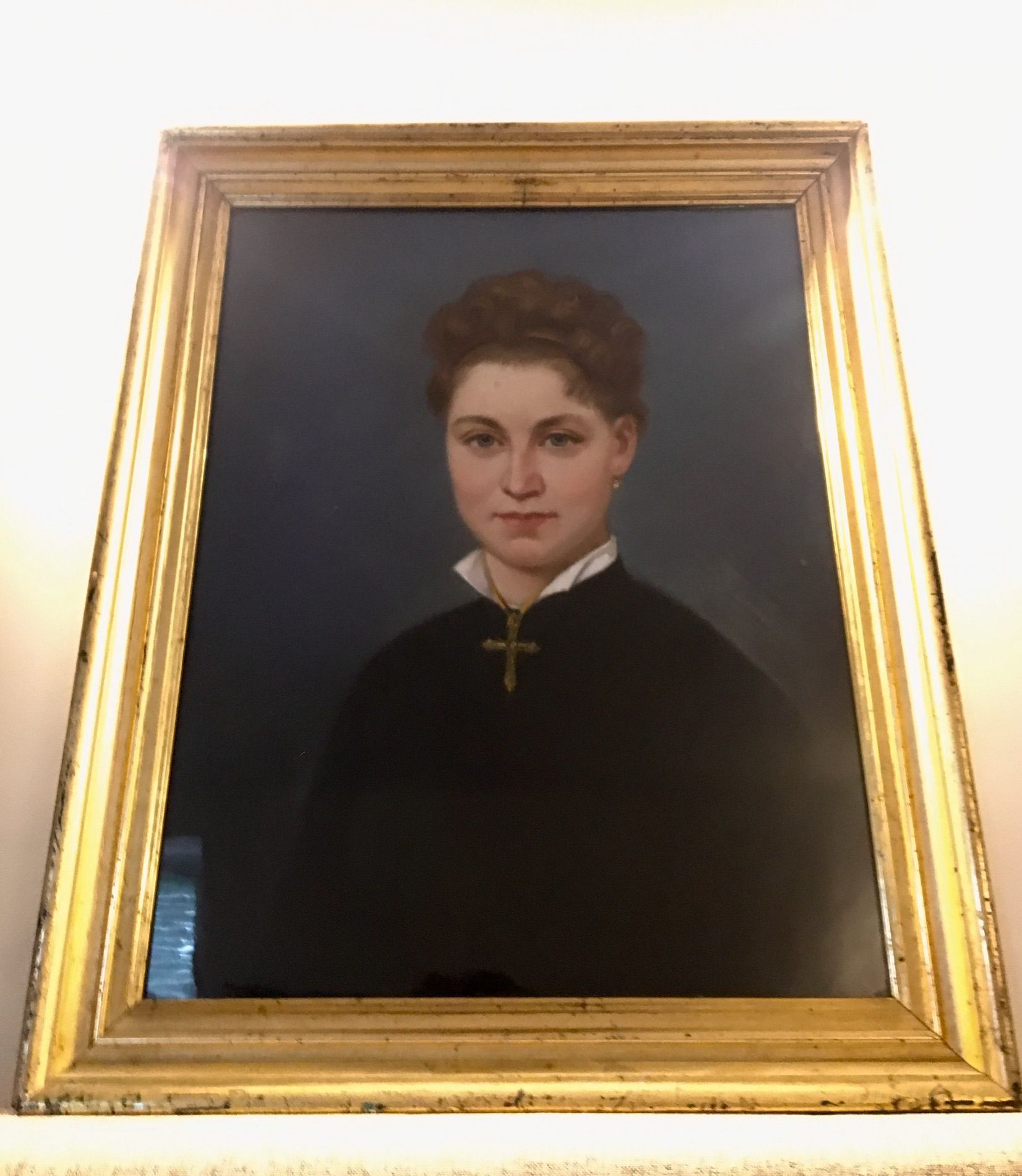 Portrait of a young girl on canvas late XIX century, signed and dated