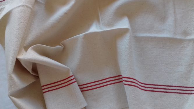 4 tea towels, rustic canvas, bistres.