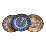 3 assiettes plates anciennes anglaises
