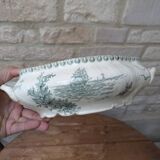 Ancien légumier plat de service Terre de Fer Porcelaine opaque de Gien modèle Océan