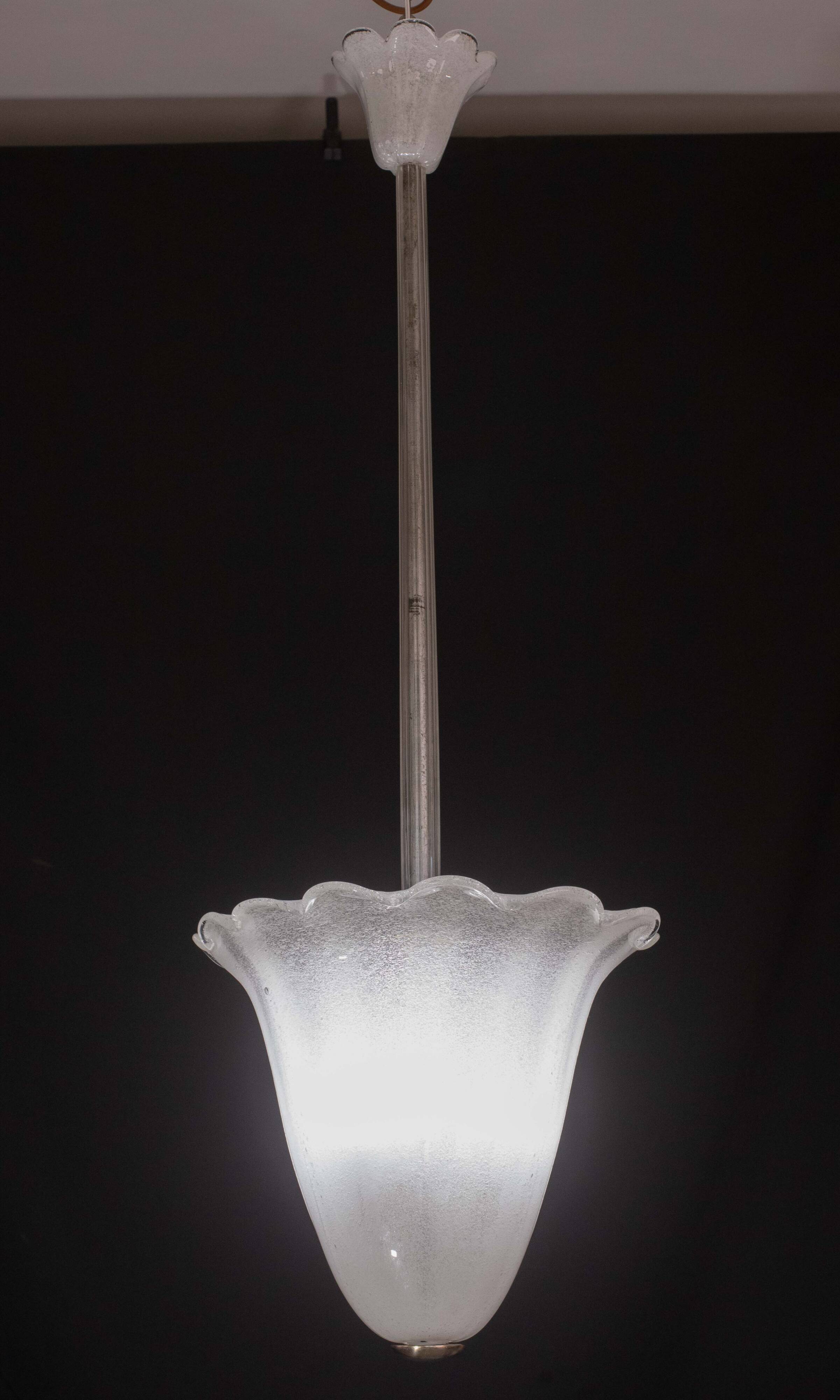 Mid-Century Murano Pulegoso Glass Lantern by Seguso, 1950s